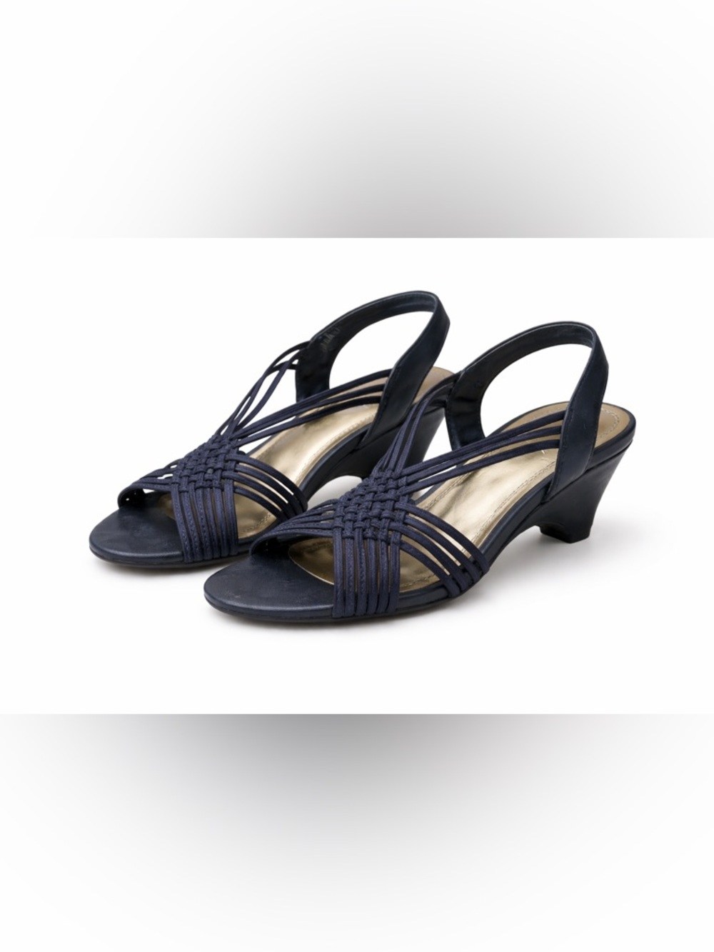 Impo Stretch Elsa Navy Strappy Slingback Heels Size 6.5M